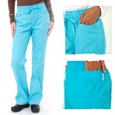 NEW KOI WOMEN'S KARLIE STRAIGHT LEG SCRUB PANTS 4 POCKET ELASTIC WAISTBAND 703