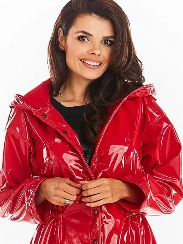 Women Casual Patent Leather Hooded Trench Loose PVC Long Jackets PU Outwear - Picture 6 of 17