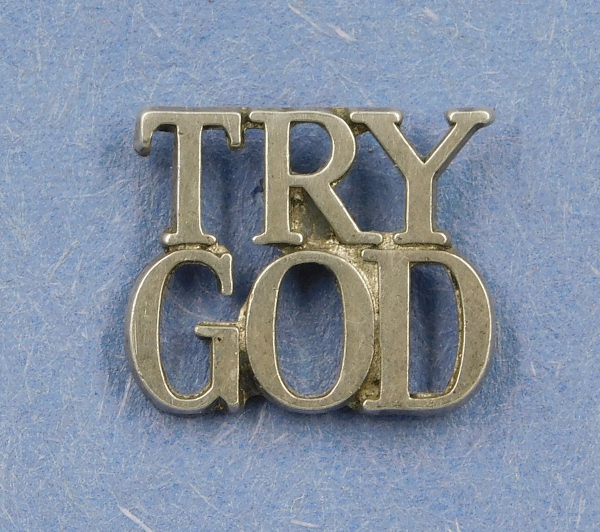 小物 70s tifanny pin badge \" try god \" ティファニー TRY GOD ピン バッジ 1970年 シルバー ビン f0T7