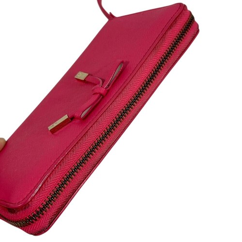 Kate Spade Wallet Hot Pink Accent Bow Zip Around Leather Wallet - Picture 10 of 10
