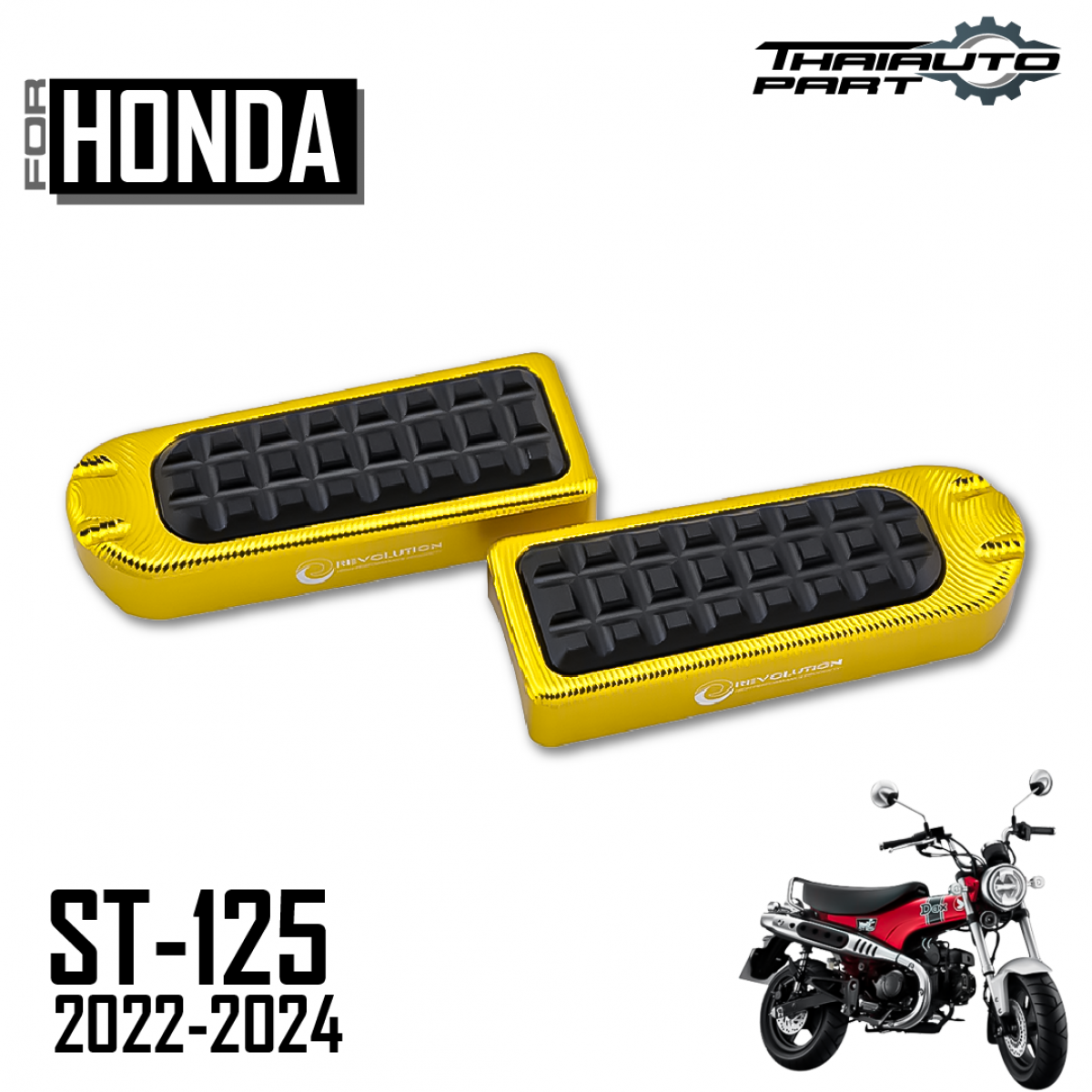 その他 Ree Front Foot Pegs Rest Rider Pedal Yellow Pair For HONDA DAX125