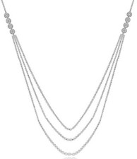 EXTRA LONG 26.29CT DIAMOND 18KT WHITE GOLD MULTI ROW BY THE YARD TENNIS NECKLACE