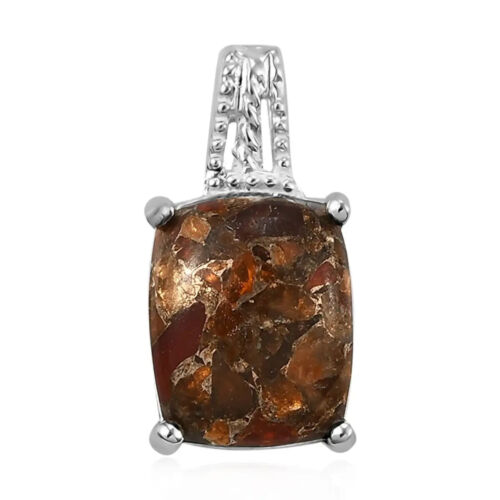 NEW Natural 4.35 ctw Matrix Fire Opal Pendant 925 Solid Sterling Silver 18mm AA1 - Picture 2 of 4