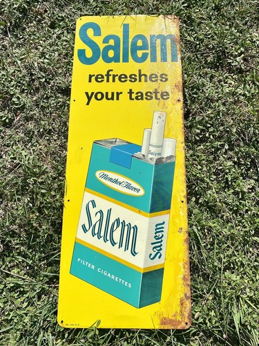 SALEM Cigarettes Menthol Flavor Refreshes Green Pack Tin Store Sign No 325-A-R