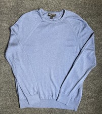 Banana Republic Men's Sz Large Italian Merino Wool Crewneck Sweater Blue