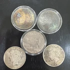 Peace Dollar Lot Of $5 Silver 90% Authentic Tested Toned 1922/23