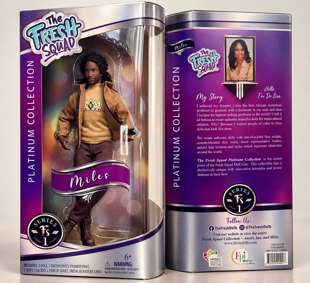 Muñeca estilo Barbie estilo Ken negra 12 millas de Fresh Squad colección Platinum