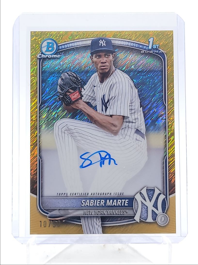SABIER MARTE 2025 BOWMAN CHROME 1ST GOLD SHIMMER REFRACTOR AUTO /50 Q0291