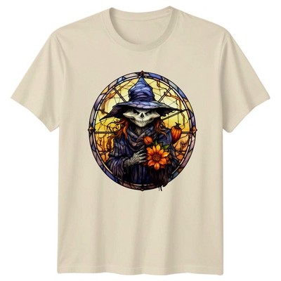 Gruselige Hexe Buntglas T-Shirt Halloween Geschenk für Sie und Ihn