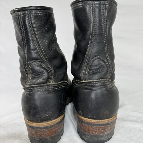 Vintage schwarz Leder Carolina Holzfäller Stiefel Herren 12EE 4H416065 weiche Spitze - Bild 5 von 11