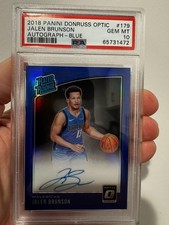 💎 2018 Panini Optic Jalen Brunson RC Blue Prizm Auto /49 PSA 10 COLOR MATCH!