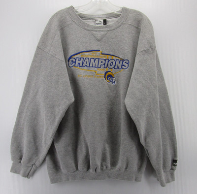 VINTAGE St Louis Rams Sweatshirt Men Large Gray 1999 NFC Champions Puma NFL 90s*