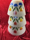 Vintage 1940s Fire King 3 Pc Tulip Milk Glass Nesting Mixing Bowls 7.5/8.5/9.5"