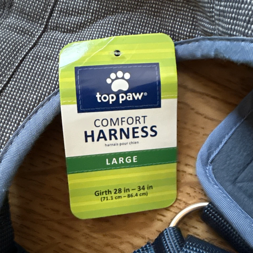 Arnés cómodo Top Paw grande (circunferencia 28") gris con pajarita talla grande nuevo con etiquetas Foto 2 de 4