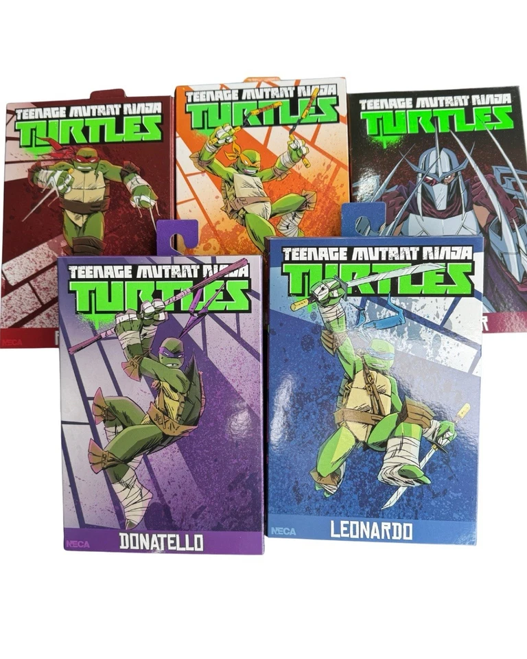 NECA Teenage Mutant Ninja Turtles 2012 Set Leo Don Raph Mikey Trituradora Caja Desgarrada Foto 2 de 4