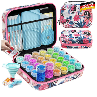 Diamond Painting Zubehör Set 30 Stück Koffer Trichter Stift Aufbewahrung Boxen