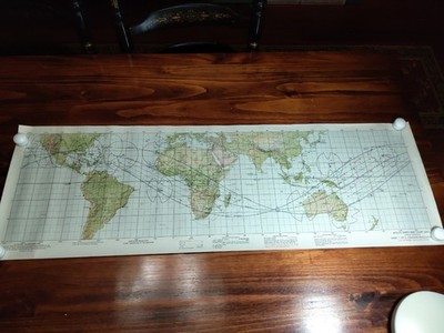 Vintage 1968 Apollo 8 Earth Orbit Chart AEO 1st Edition, Sheet 1 NASA 41'' X 12'' 