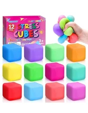 12 Pack Slow Rising Stress Cube, Dough Stress Balls  Fidget Anxiety Relief,