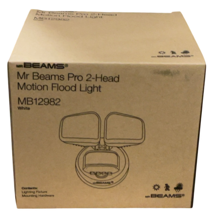 Mr Beams Wired Pro 2-Head Motion Sensing LED Security Light, 2700 Lumens, White