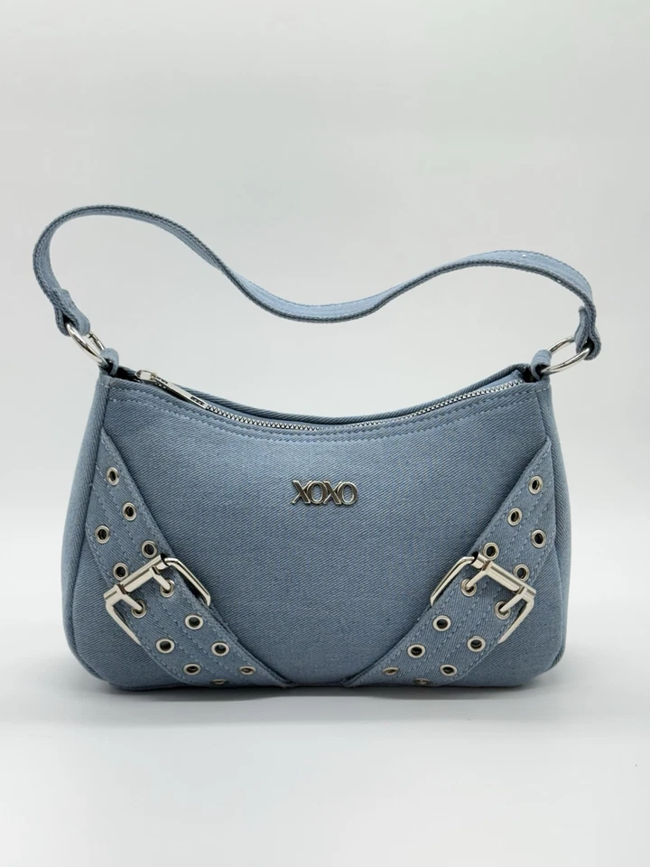 Cartera/bolso de mano de mezclilla azul con correa para el hombro XOXO para mujer - XOH395 Foto 2 de 4