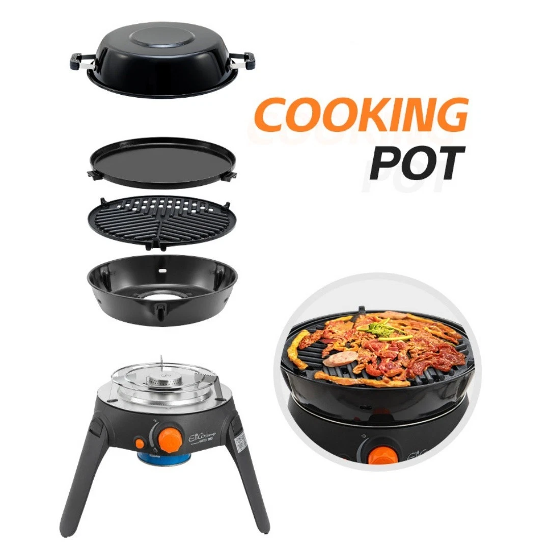 Portable Butane Gas Camping Stove BBQ Grill 4-in-1 Cooking System