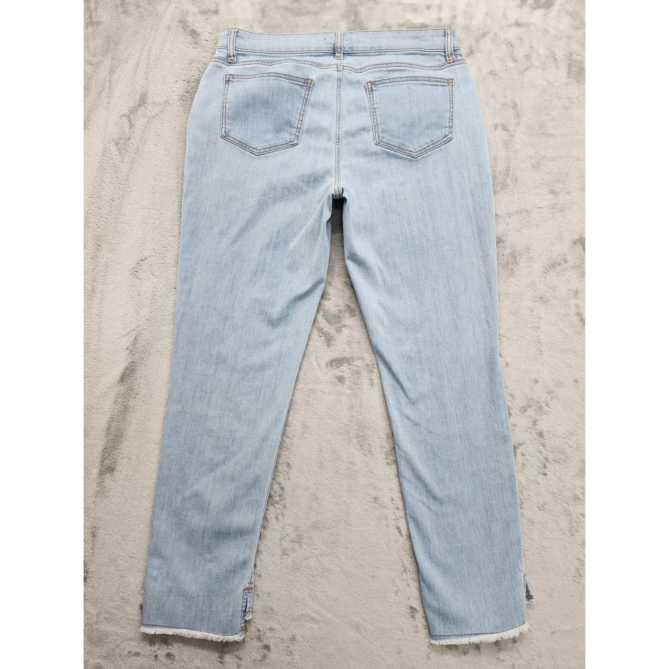 Jeans Eileen Fisher para mujer 8 azul lavado claro algodón orgánico dobladillo ajustado tobillo Foto 2 de 4