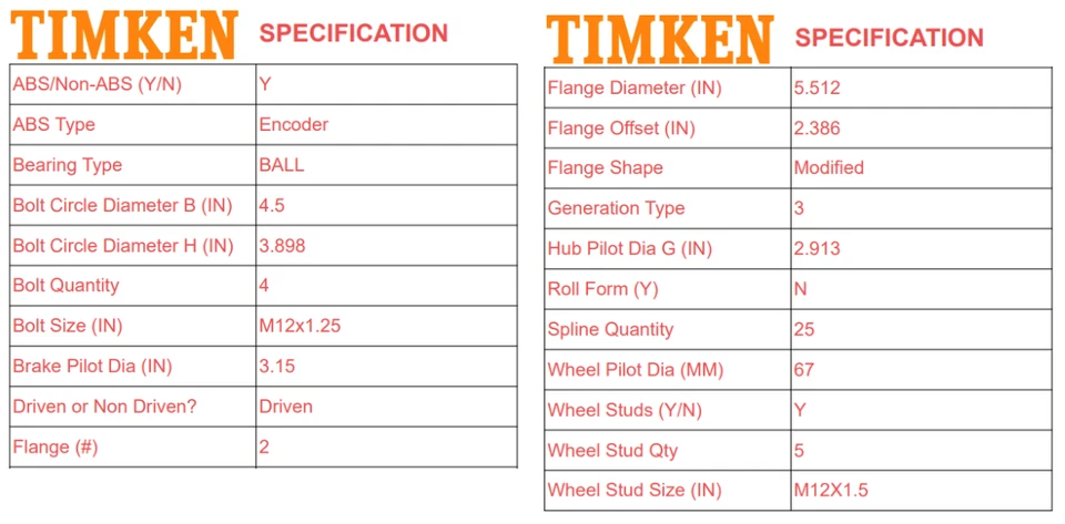 Par trasero de cojinete de cubo de rueda Timken para Jeep Compass Patriot Dodge Caliber Foto 3 de 4
