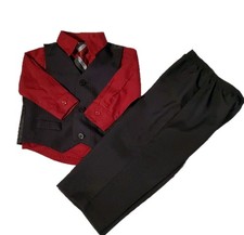 Holiday Editions Baby Toddler Boy's 4 Piece Suit Red/Black Size 24 Mos