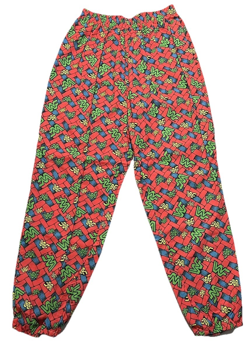 Vintage 90s WWF/WWE Parachute Pants AOP Multi-Color Made In