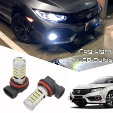 2pcs Xenon White Fog Lights H11 H8 LED Bulbs for Honda Civic 2006-2024 Fog Lamp