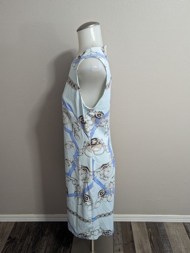 Abito smanicato donna J McLaughlin Sophia blu acqua stampa catena taglia media - Foto 3 di 8