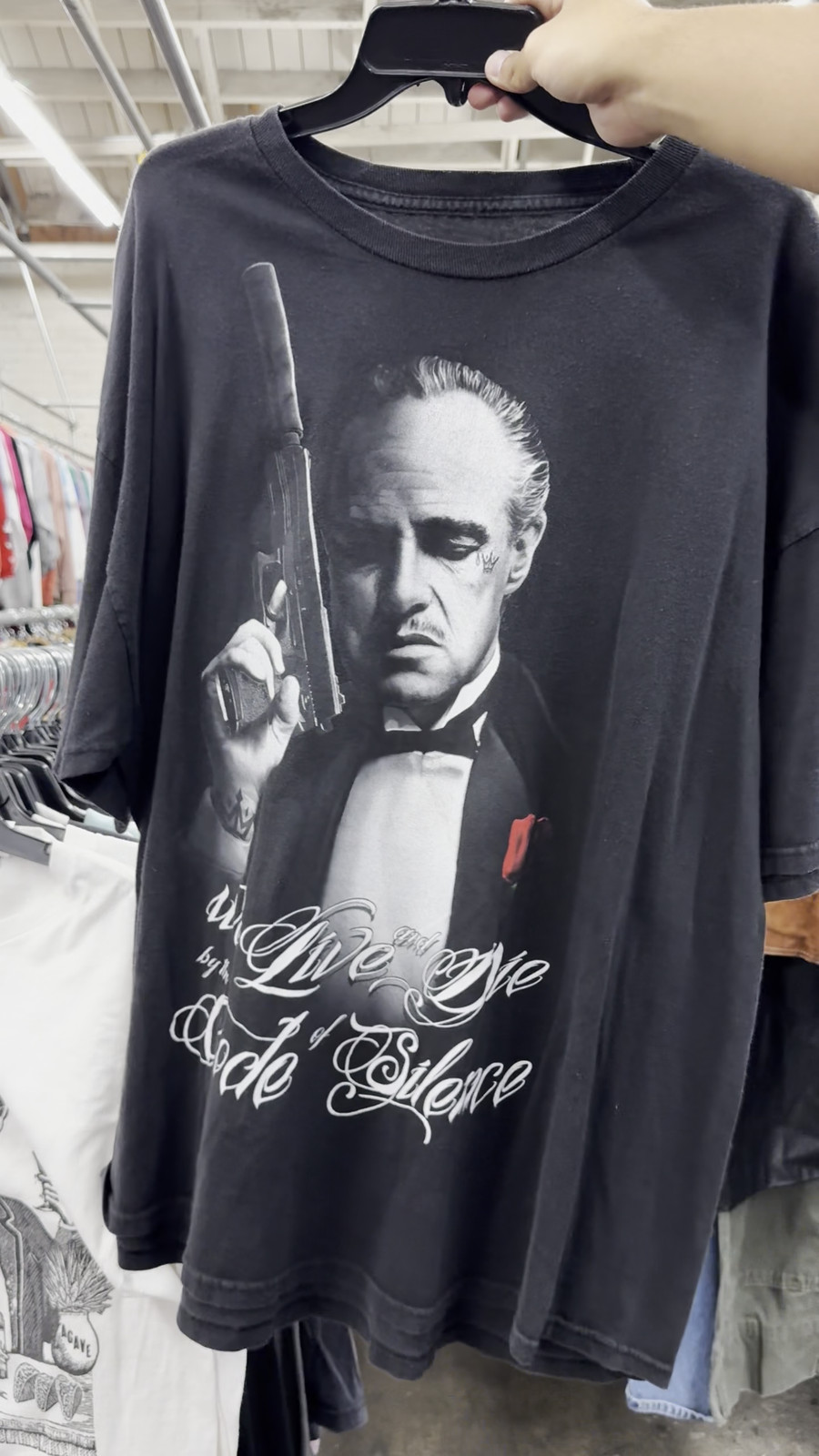 Mafioso Mens Silencer The Godfather T-Shirt Black Code Of Silence Graphic