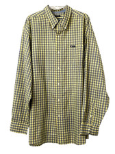 Chaps Men's 3XLT Easy Care Button Yellow Blue Plaid L/S Cotton Poly Dress Shirt