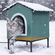 Heated Cat House for Indoor/Outdoor Use, Elevated/Insulated Feral Cat House, ...