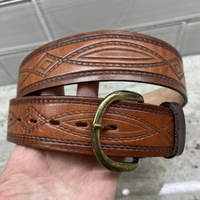 Top Grain Leather Belt Western Style Made In Usa 42โ Brown Dress Farm Work