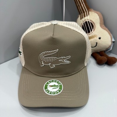 LACOSTE Men's Adjustable Casual Khaki Curved Brim Breathable Driver Baseball Cap