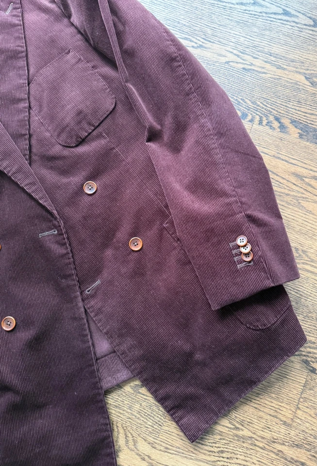 Заказной коричневый Marzoni вельвет Sport пальто двубортный нашивка карманы 42L - Изображение 3 из 4