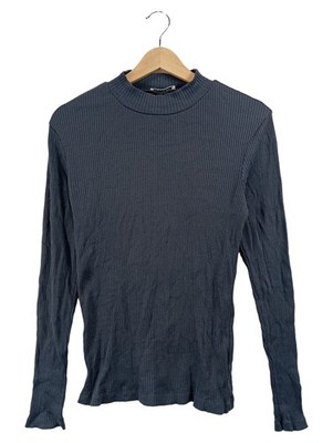 Marc O'Polo Damen Pullover Gr. 40 L Blau Rippstrick Stehkragen Langarm Basic