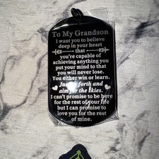 To My Grandson Birthday Gifts from Grandma Grandpa -Keychain Or Necklace Pendant