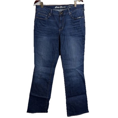 Eddie Bauer Jeans Womens 12 Dark Wash Slightly Curvy Bootcut Stretch Denim Retro