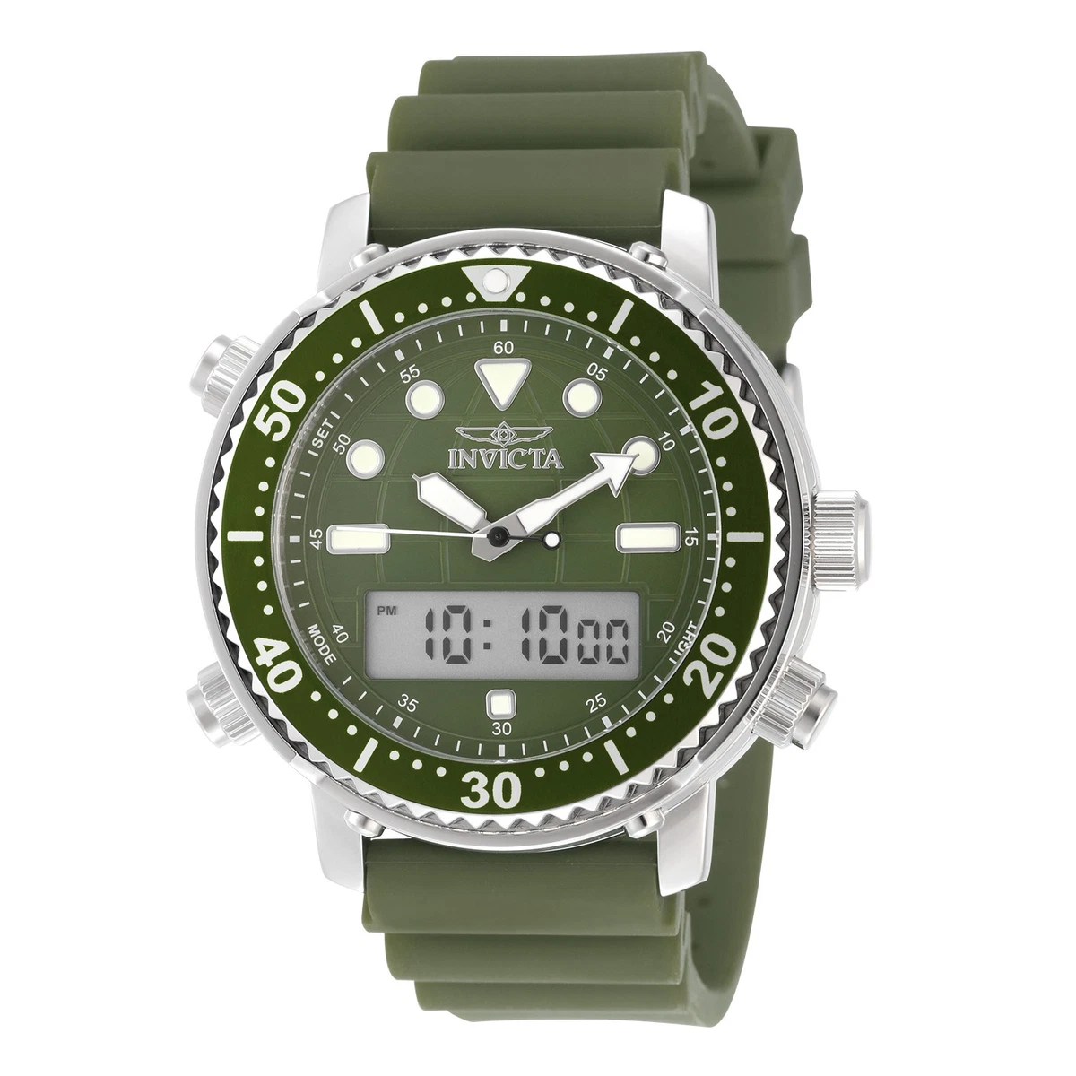 Invicta Pro Diver 46134: Orologio Uomo Quarzo 45mm – Cassa Acciaio, Cinturino Silicone Nero E Quadrante Verde