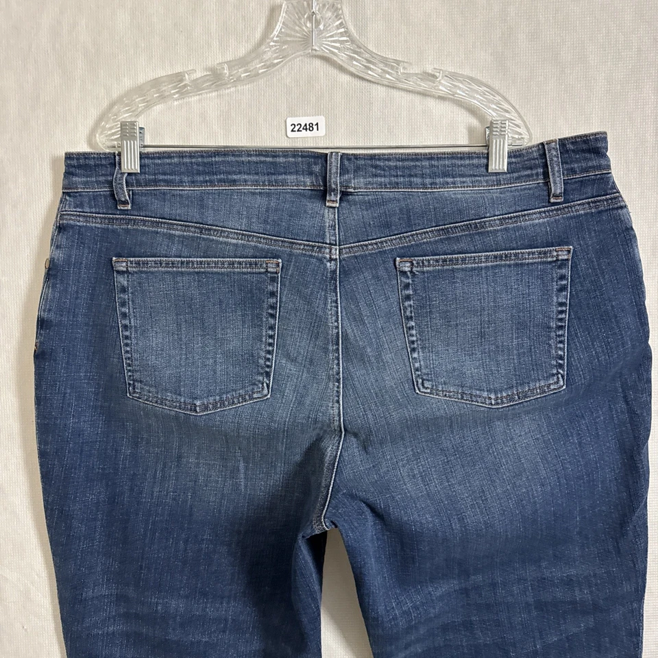 Pantalones de mezclilla para mujer Eileen Fisher talla grande 18 W lavado oscuro algodón orgánico novio Foto 4 de 4