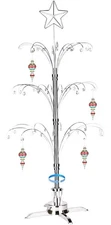 HOHIYA 47 Inch Ornament Display Tree Metal Christmas Stand Rotating Chrome Si...