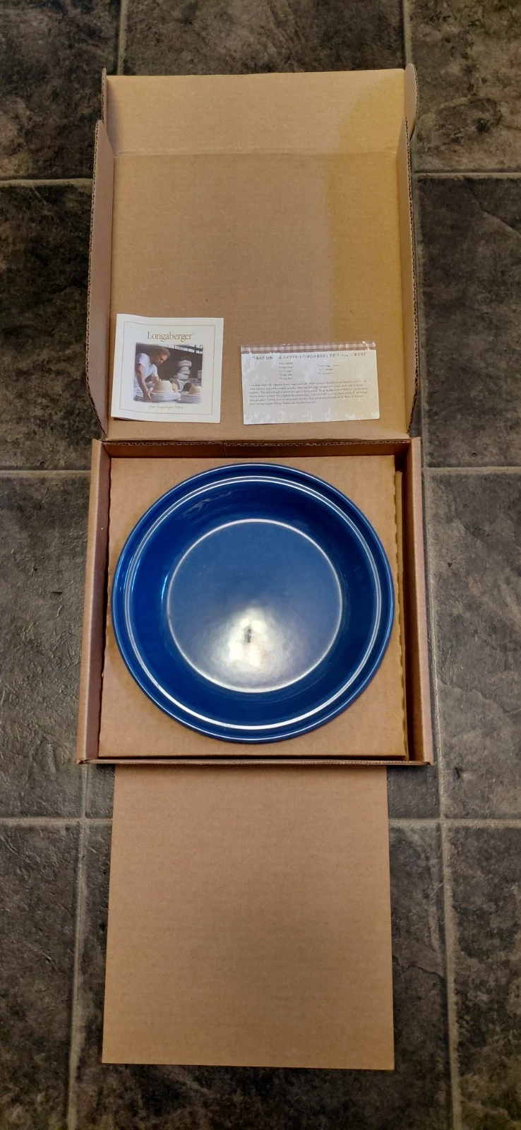 Longaberger Grandma Bonnies Pie Plate Cornflower Blue Vintage Pie Plate Blue New