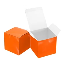 8Pcs Gift Boxes, 4.7" Square Kraft Paper Candy Favor Boxes with Lids, Orange