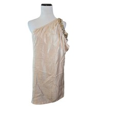 Alexia Admor Womens One Shoulder Metallic Embellished Cocktail Dress Champagne M