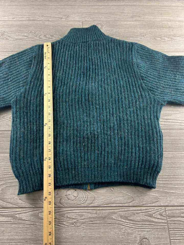 DE COLECCIÓN L.L. Cárdigan Suéter Chaqueta Mujer Pequeño Bean Azul Teal Tejido Pesado Cremallera Completa Foto 4 de 4