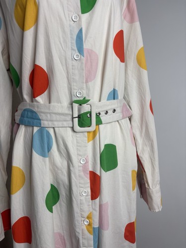 Jericho Road 'Spot on' Button Up Shirt Dress Size 16 XL White Polka Dot Fun Midi - Picture 3 of 11