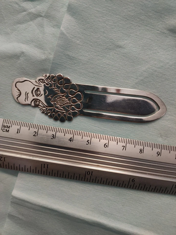 Segnalibro In Argento vintage con Caricatura Viso Uomo / collezione - Immagine 2 di 4