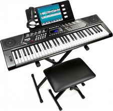 61 Key Keyboard Piano Stand with Pitch Bend Kit, Piano Bench, Headphones, Simply